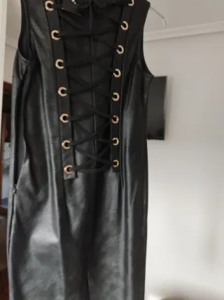 Vestido negro piel sintética talla M/38 nuevo
