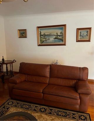 Sofá de Couro Castanho