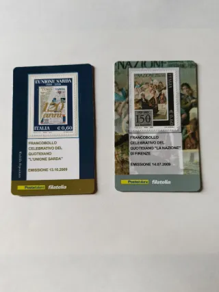 Tessere filateliche L'Unione Sarda e La Nazione