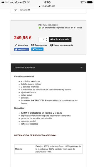 Chaqueta Moto Held 4 Touring Dama y Pantalón Acona