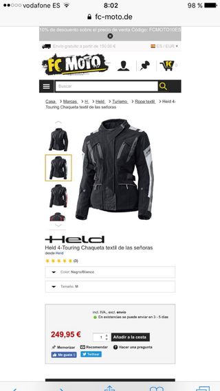 Chaqueta Moto Held 4 Touring Dama y Pantalón Acona