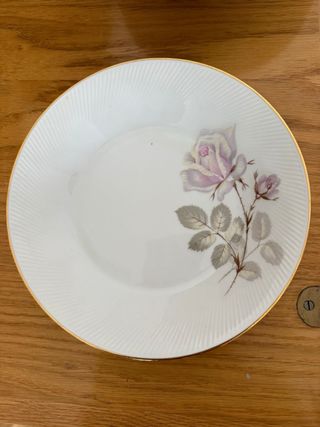 juego 18 Platos Santa Clara antiguo rosa y oro