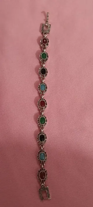Pulsera mujer piedras multicolor y plata