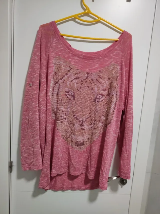 Jersey rosa mujer XXL con estampado de tigre