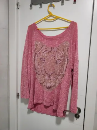 Jersey rosa mujer XXL con estampado de tigre