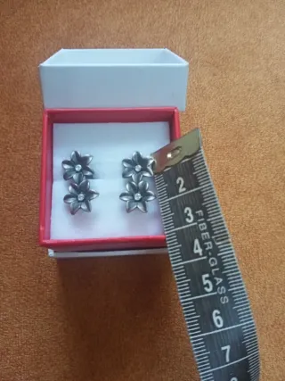 Pendientes flor plata envejecida