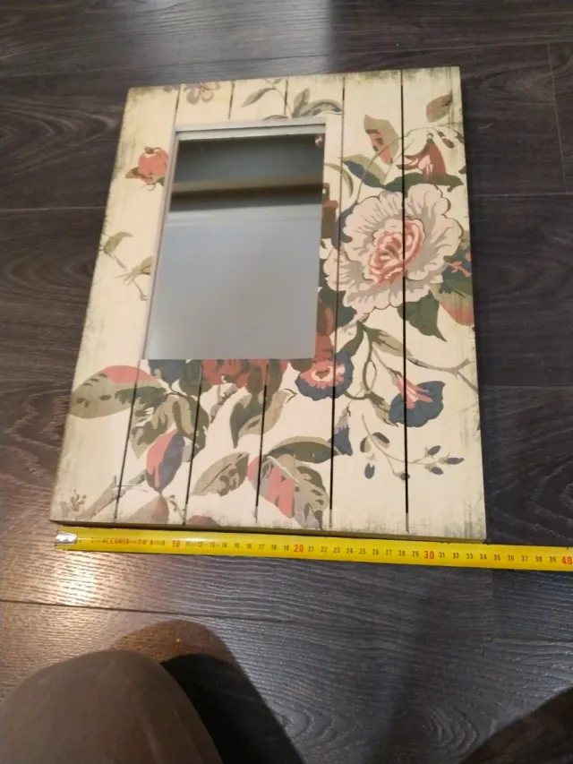 Espejo decorativo floral madera y cristal