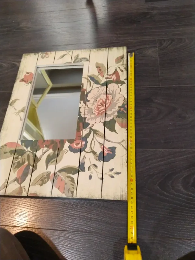 Espejo decorativo floral madera y cristal