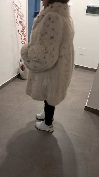 Pelliccia volpe bianca maculata