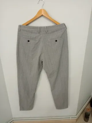 Pantalón de vestir gris cuadros hombre