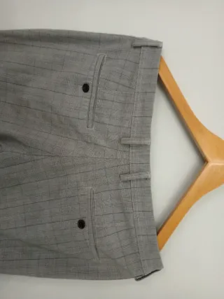 Pantalón de vestir gris cuadros hombre