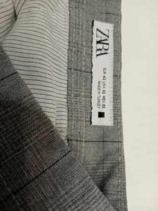 Pantalón de vestir gris cuadros hombre