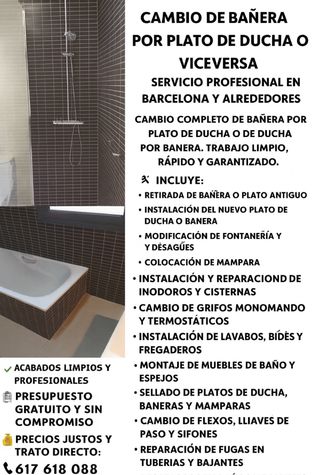 CAMBIO COMPLETO DE BAÑERA POR PLATO DE DUCHA