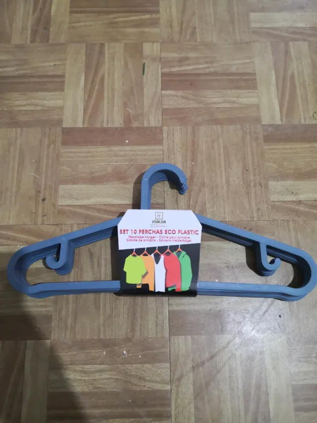Set 10 Perchas Plástico Azul INALSA