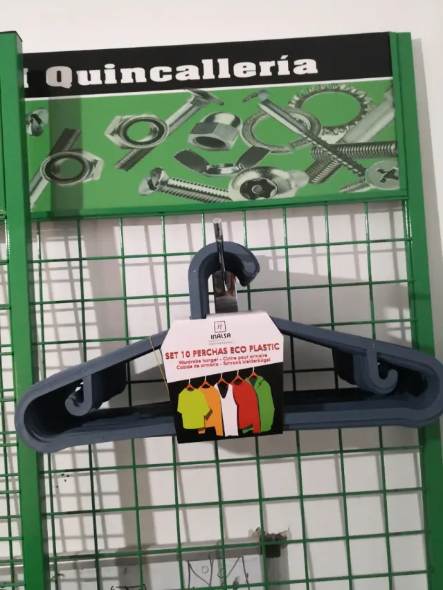 Set 10 Perchas Plástico Azul INALSA