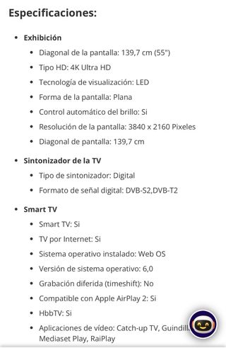 TV LG Smart TV 55”