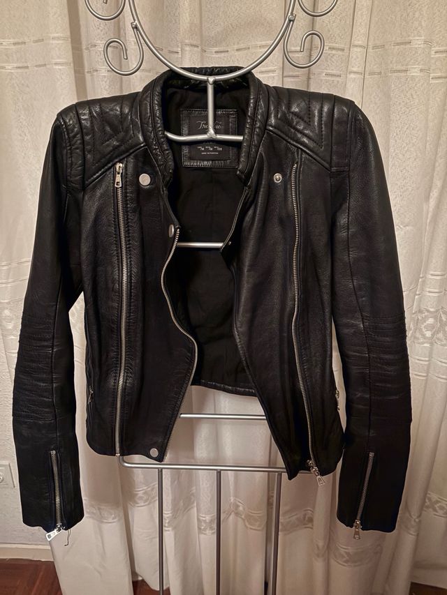 Abrigo Piel Zara Negro