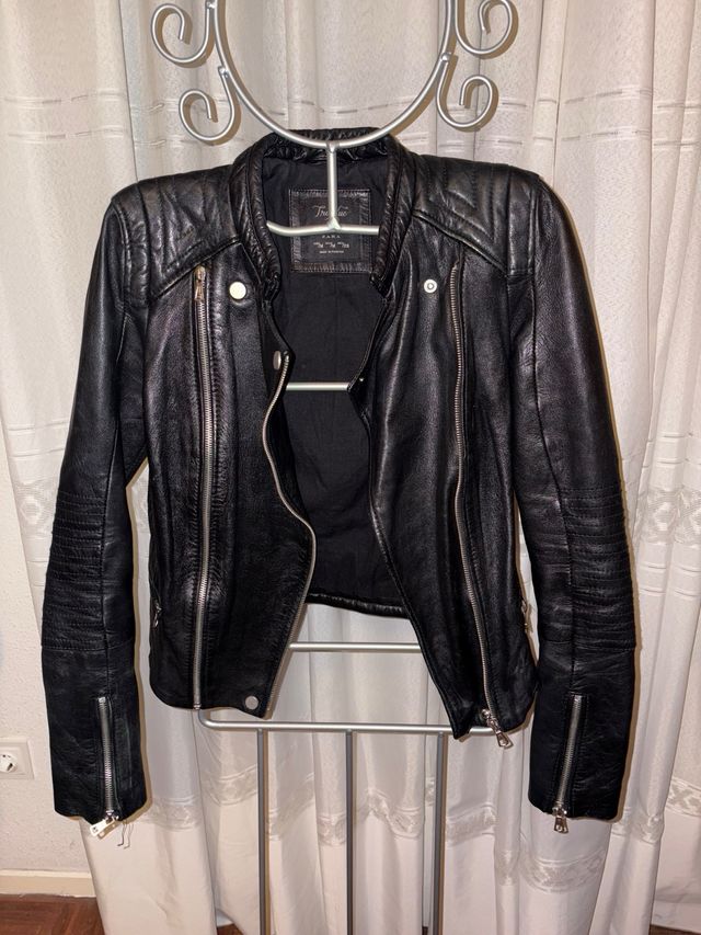 Abrigo Piel Zara Negro