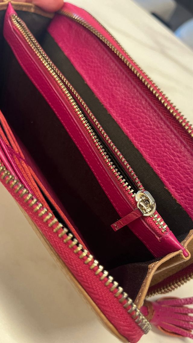 Monedero Purificación García cuero camel