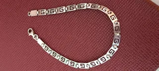 Pulsera Plata Vintage Diseño Griego