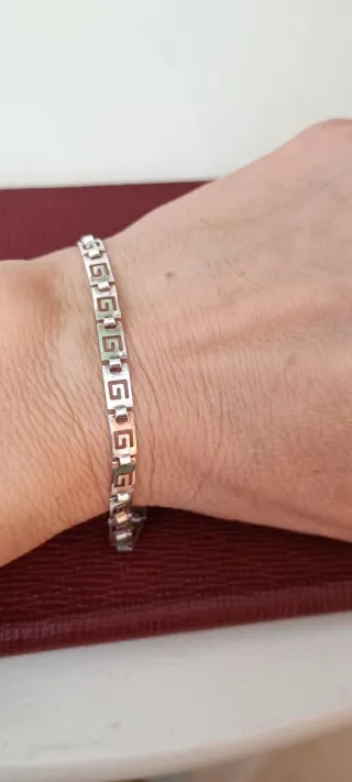 Pulsera Plata Vintage Diseño Griego