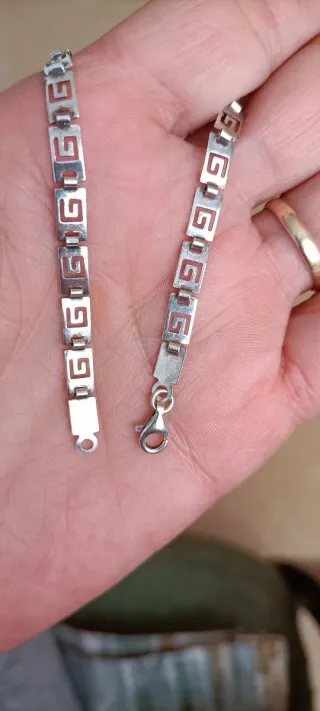 Pulsera Plata Vintage Diseño Griego