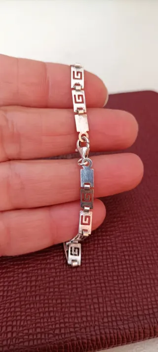 Pulsera Plata Vintage Diseño Griego