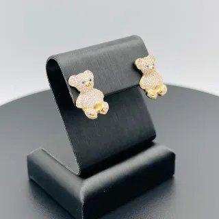 Pendientes Oso Circonitas Blanco 18K