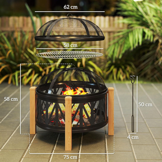 Braciere 2 in 1, diametro 75 x 58 cm, con parascin