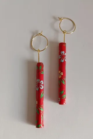 Pendientes hechos a mano con papel washi japonés