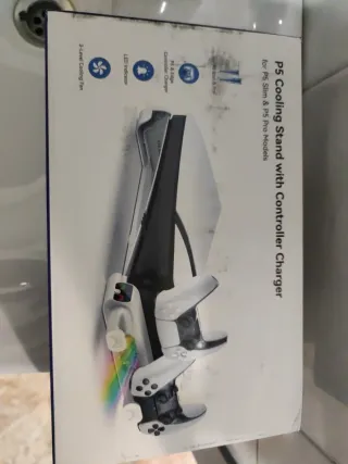 Soporte PS5 Slim y ps5 pro con Cargador y Ventila