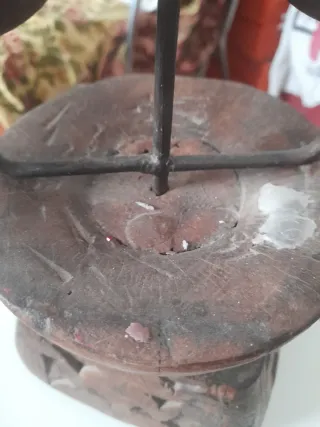 Candelabro madera tallada a mano