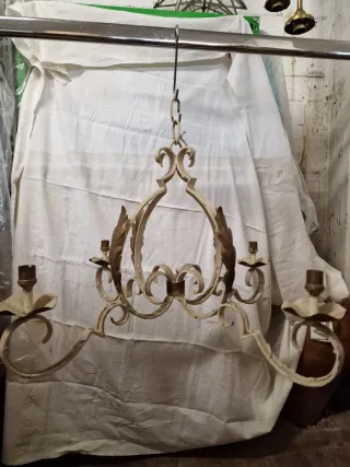 Lampadario Ferro Francia Inizio XX