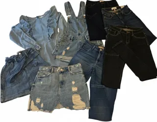 Lote 8 prendas vaqueras (vestido, peto, faldas, pa