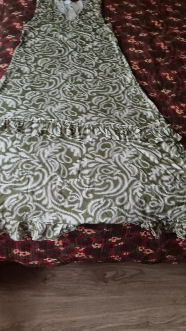 Vestido largo estampado verde y blanco