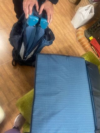 Cuna de viaje plegable azul mas colchon