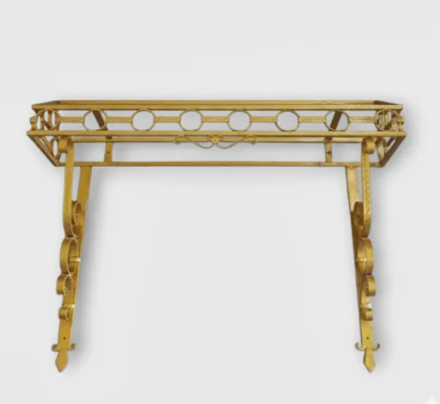 Consola de forja dorada y mármol
