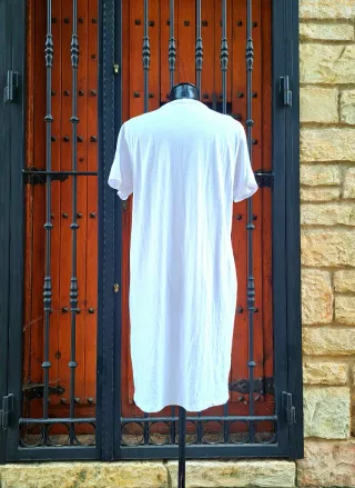 Vestido blanco con flecos rosas "Asos" Talla L/40