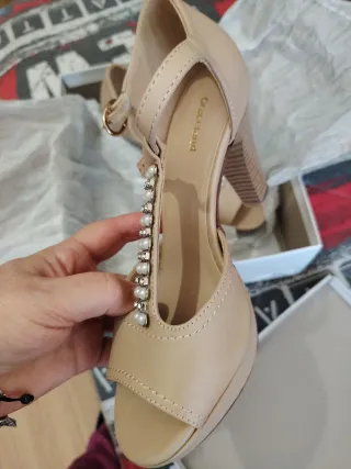 Sandalias de tacón Graceland beige mujer