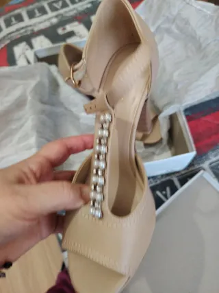 Sandalias de tacón Graceland beige mujer