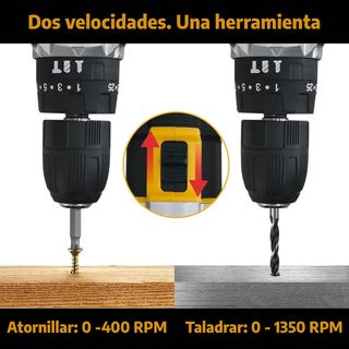 Taladro Inalámbrico Amarillo con Baterías y Maletí