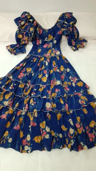 Vestido Rociero/Romero Azul Flores