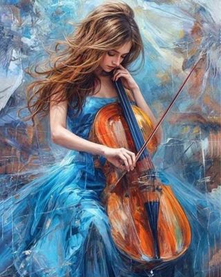 Lienzo Diamante Pintura con mujer violinista