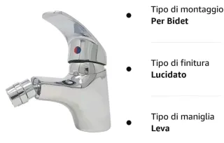 Rubinetto Bagno Bidet Miscelatore Grigio Silver