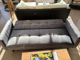 Sofá Cama Click Clack Gris Terciopelo