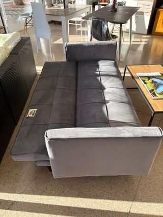 Sofá Cama Click Clack Gris Terciopelo