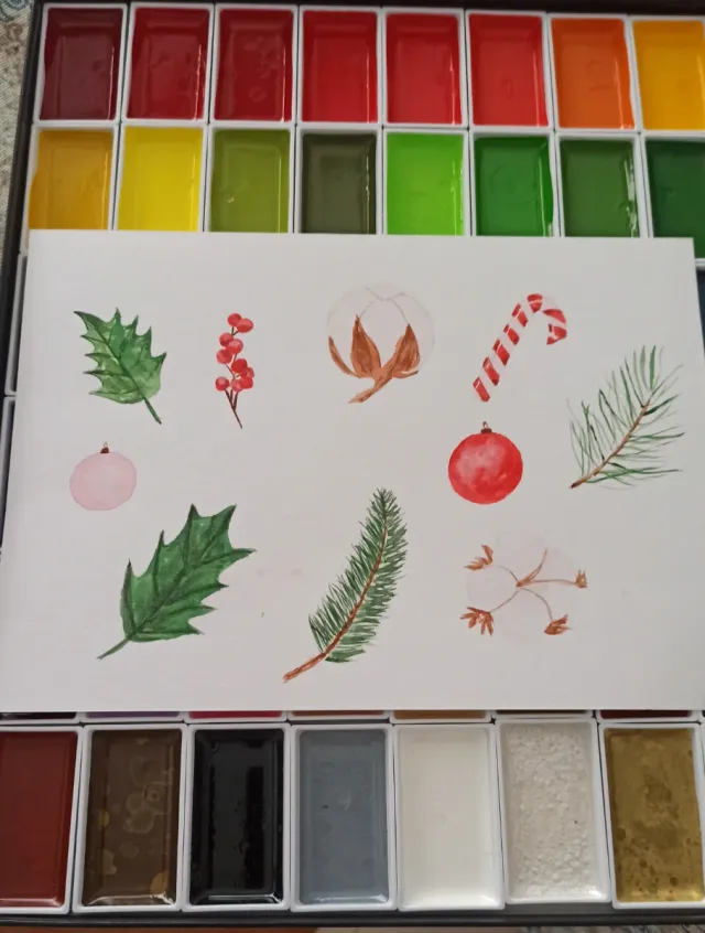 Acuarela original - Motivos navideños