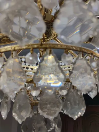 Lámpara de techo ,con lágrimas de cristal facetado