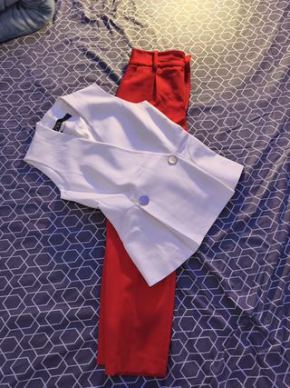 Conjunto Chaqueta y Pantalón Zara Rojo