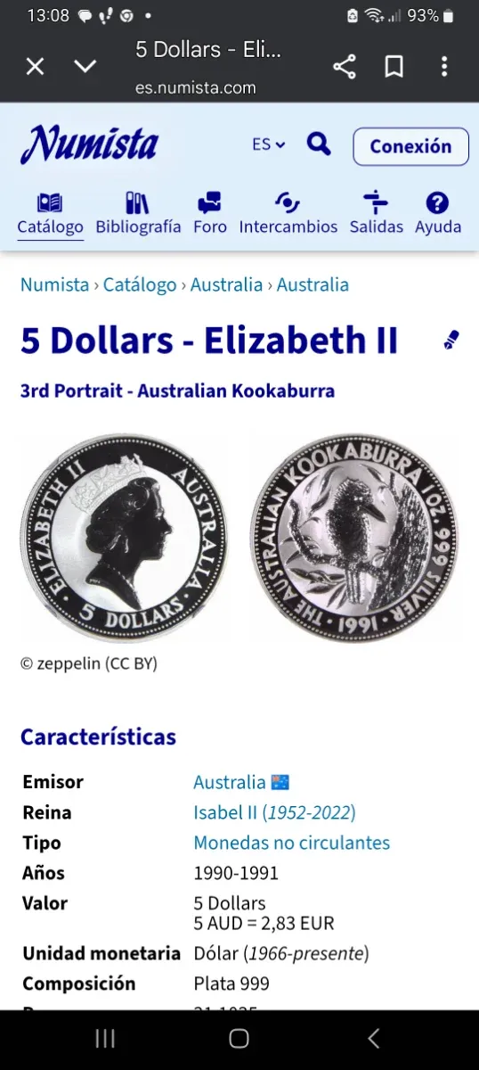 Moneda Plata Australia 1 Onza Kookaburra